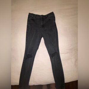 Black High Rise Ripped Jeans from Garage